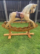 Wooden Rocking Horse - Authentic Rare Ian Armstrong - Handmade - Leather