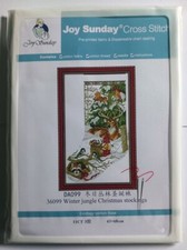 Joy Sunday Cross Stitch Kit, Winter Christmas Stocking, pre printed