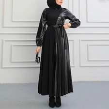 Modest Faux Leather Maxi Dress