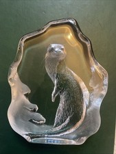 Vintage Mats Jonessom Glass Otter Sculpture - Canadian Art Glass Signed