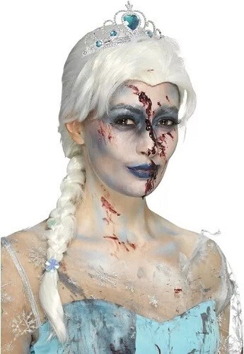 Womens white zombie frozen wig - white,