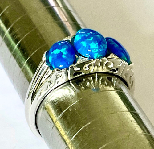 Sterling silver blue opal - silver, 3