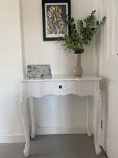 Great condition, French style console table with drawer, in white gloss finish