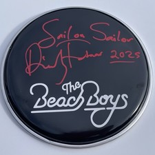 SIGNED BEACH BOYS RICKY FATAAR 8” DRUM HEAD SAIL ON SAILOR RARE AUTHENTIC