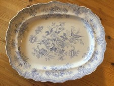 Blue patterned antique ashet