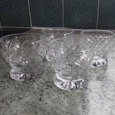 Set of 4 vintage Webb Corbett Georgian Flat Bottom Whisky tumbler Glasses 1965