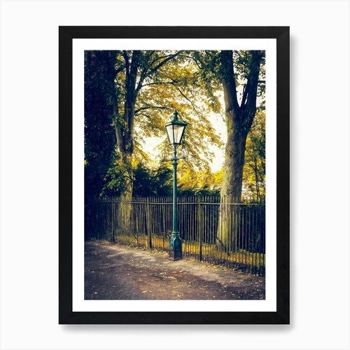 Vintage street lamp art print - street,