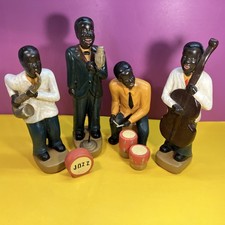 Vintage Jazz Ensemble Resin Figures Depicting Band & Vocalist 4 Piece - 10" Each
