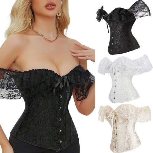 Women lace boned overbust - up,