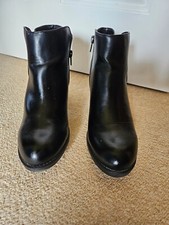 Bata - Black Leather, Side Zip, Tassel Trim, Ankle Boots - Size UK7/EU40