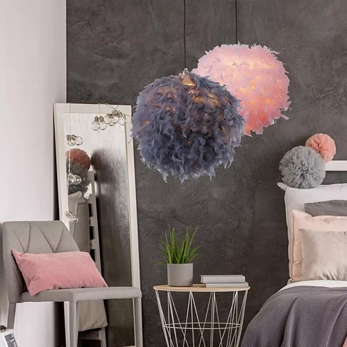 Feather lampshade ceiling - lampshade,