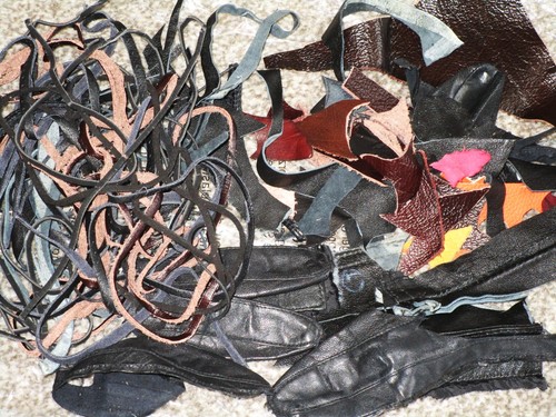 Leather pieces offcuts - leather,