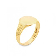 9ct Yellow Gold Octagon Signet Ring - Size S - 11mm