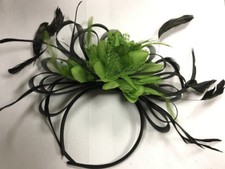 Black and Lime Green Fascinator Headband Wedding Race