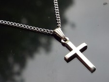 Silver Cross Crucifix Pendant Necklace on a Stainless Steel Chain by Hudegate