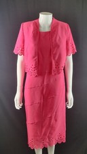 Maya Brooke Hot Pink Dress Jacket Wedding Set Outfit UK Size 8 Polyester Stretch