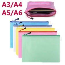 A3/A4/A5 PLASTIC ZIP FILE BAGS MESH POCKET WALLET DOCUMENT STORAGE PAPER FOLDER