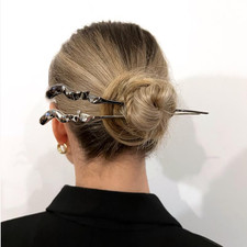 Metal Hair Stick Silver Black