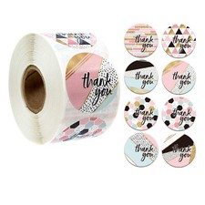 ❤ x500 ROLL 25mm/1" Stickers Label ART DECO Thank You Business Support UK ❤