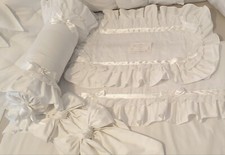 Beautiful Romany Style Handmade Baby Bedding Quilt and Pillowcase White Nursery