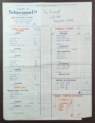 1933 schweppes ltd - 1933, soft