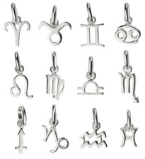 Sterling Silver Zodiac Star Sign Horoscope Charm Pendants Bracelets -Genuine 925