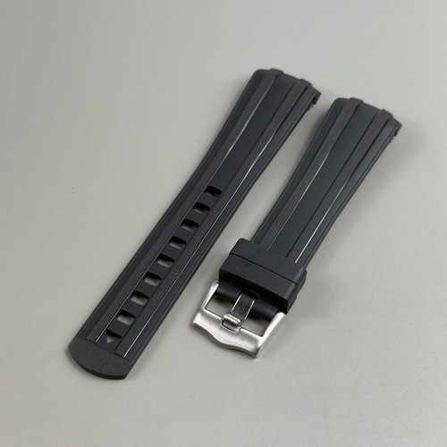 Black 22mm rubber strap - black,