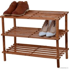 3 4 TIER SHOE STAND RACK ORGANISER NATURAL SLATED WOOD FOOTWEAR STORAGE SHELF