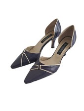 Jacques Vert Leather Pointed Toe Court Shoes Kitten Hill Dark Purple Size 6