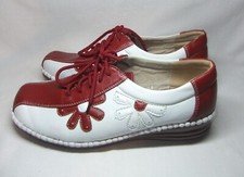 Cushion Walk Ladies Shoes UK 5 Flexible Comfort White & Red Flower Laced