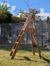 Vintage Wooden Foldable Ladder Plant Stand Display Shelf Rustic Home Shop Prop