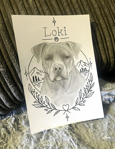 Hand drawn personalised pet - hand-drawn,
