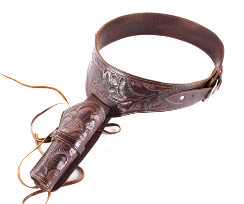 Hand tooled leather cowboy - tooled,