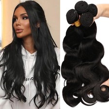 Black 100G Weft Brazilian Peruvian Virgin Remy Human Hair Extensions 1Bundle UK