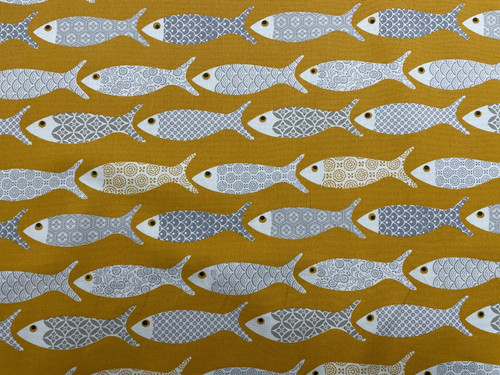 Fishes yellow white cotton - yellow,