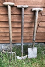Vintage Garden Hand Tools, Fork, Spade & Grass Edge Trimming Tool