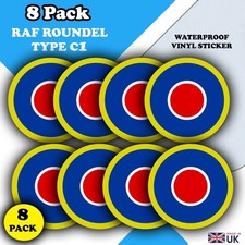 8 PACK - RAF Roundel Decals -