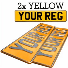 2x YELLOW two 3D PRESSED METAL