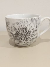Sainsbury’s Black Peony Mug Large Soup Style Cup Dishwasher Safe Microwave Safe