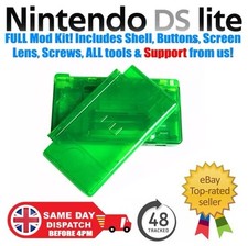 Clear Green Replacement Shell Housing FULL MOD KIT Nintendo DS Lite 🇬🇧48 Hrs📦