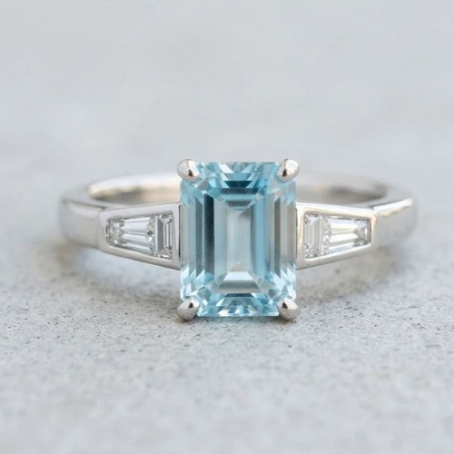 Emerald cut aquamarine diamond - emerald,