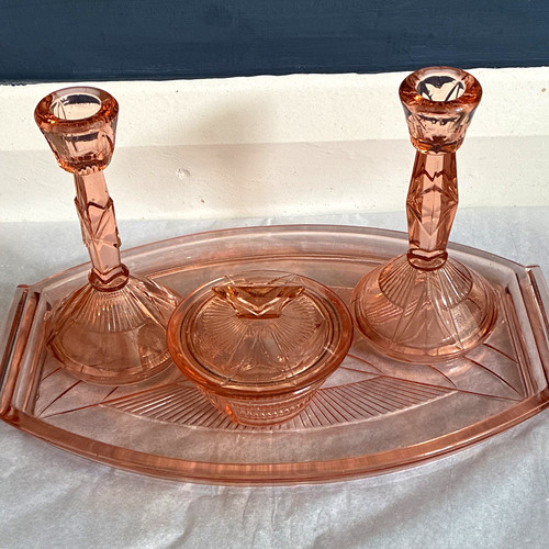 Pink glass art deco - art, style