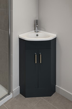 Sam 400mm Cloakroom Vanity Unit with Bowl For Corners, Floor Standing–Anthracite