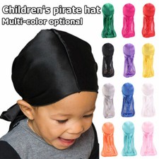 Kid Boys Imitation Silk Pirate Hat Durag Long Tail Bandana Baby Hood Hip Hop Cap