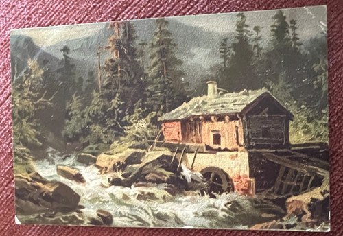 Antique postcard watermill