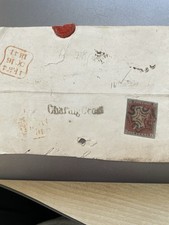 1841 Queen Victoria Piece 1d Red Imperf 4 Margin Maltese Cross Charing Cross S/L