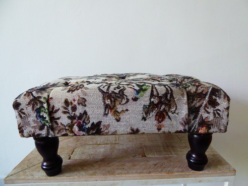 Vintage upholstered footstool - upholstered,