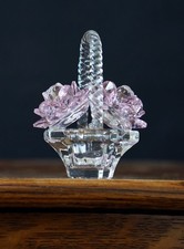 Vintage Cut Glass Basket Pink