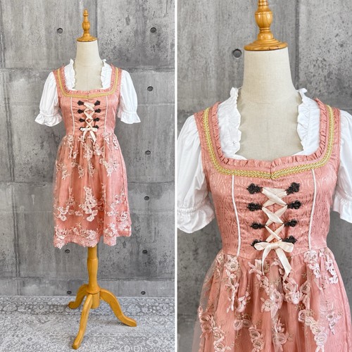 Pink dirndl dress lace - dress,
