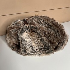 Vintage Faux Fur Ushanka Trapper Hat Brown Grey Winter Russian Style Cold Weathe